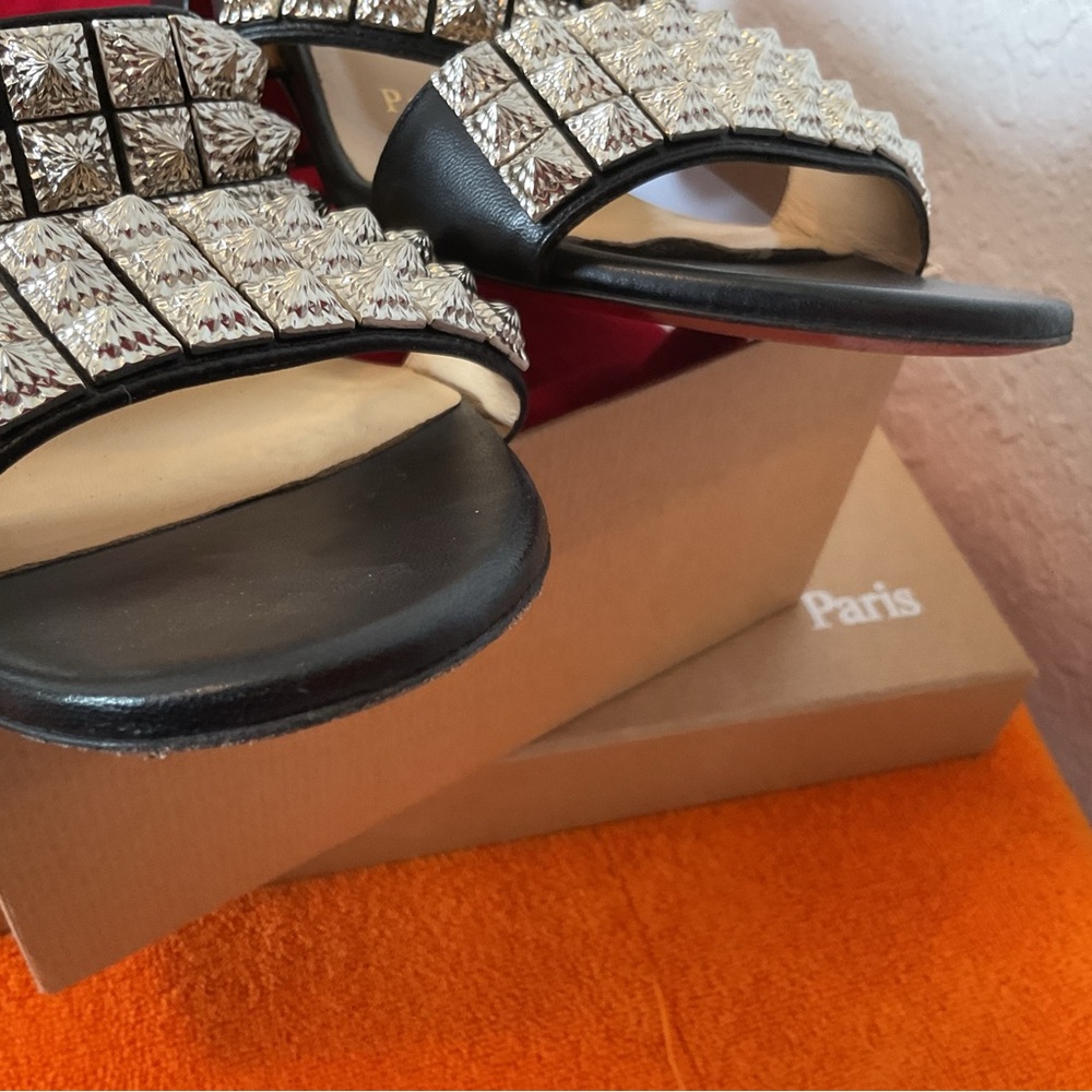 Christian Louboutin Black and Silver Women's Sandals - Picture 7 of 7